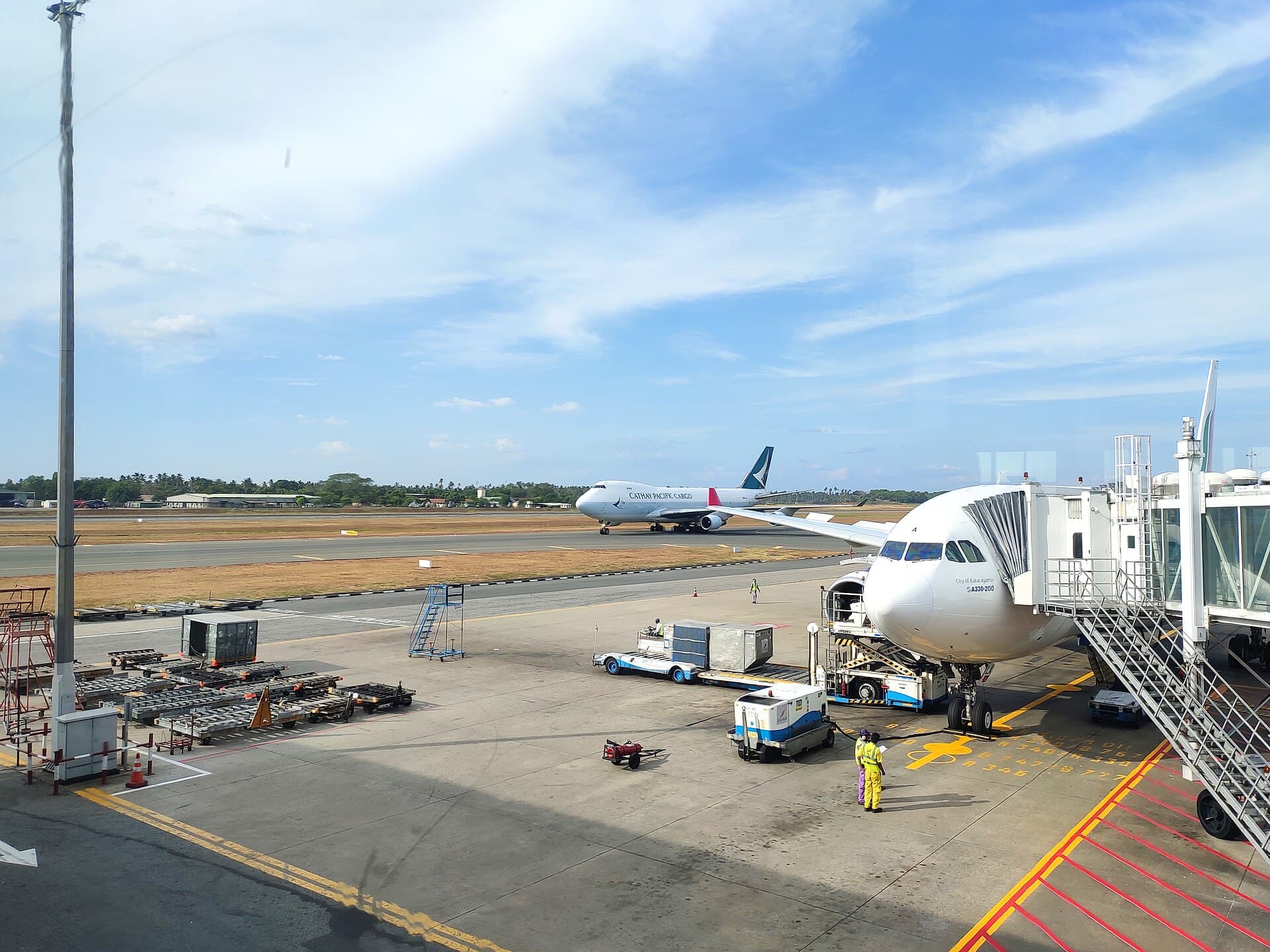 The runway at Bandaranaike International Airport, Katunayake, seen from an aircraft